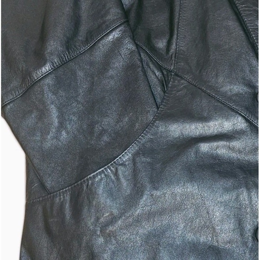 Wilsons Leather Trench Coat Black Duster Small Thinsulate Batwing Dolman Long - Picture 9 of 16